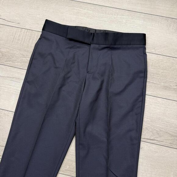 Emporio Armani Dress Pants Navy Textured Slim Fit  Italy Made Size 50 Wool Blend - Picture 4 of 13
